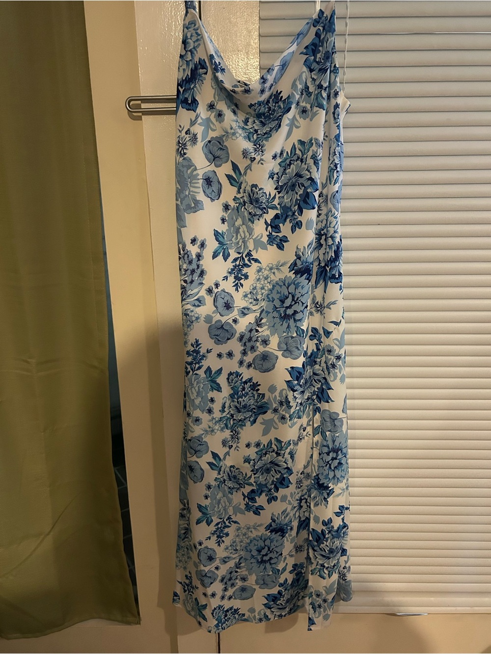 Petal & Pup White Midi Dress with Blue Floral Print